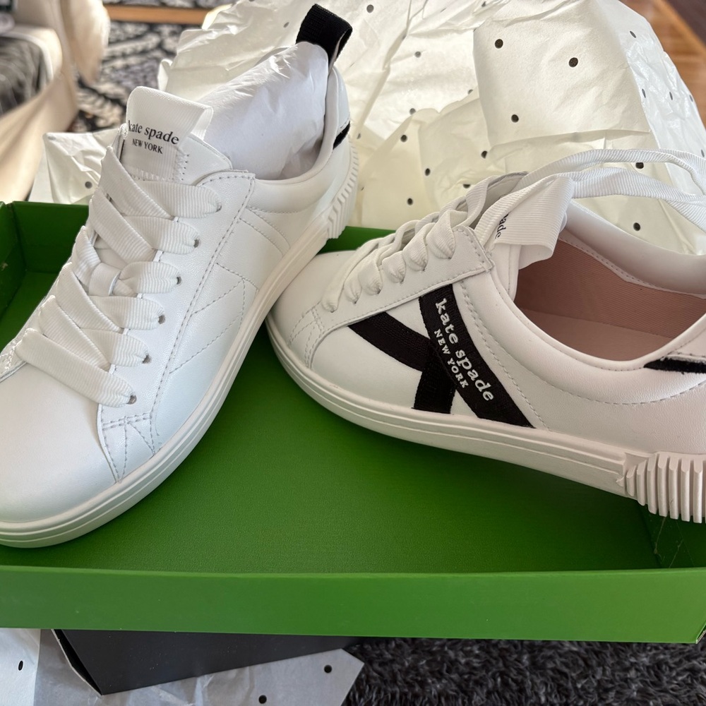 Kate Spade White Sneakers with Black Detail